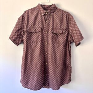 Duluth Trading Company Men's geometric print Burgundy button-down work shirt